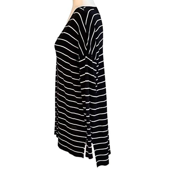 Worthington Black and White Striped Lightweight Sweater V-Neck Womans Size L - Picture 2 of 9